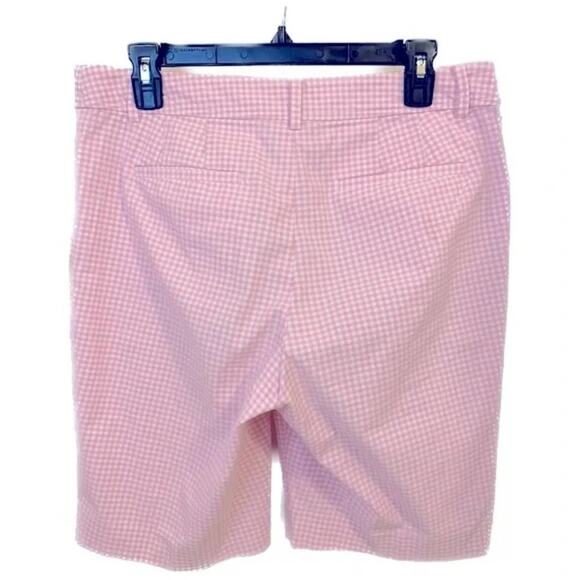 Talbots Perfect Shorts - Bermuda Length - Pink White Checks Gingham - Size 10 - Picture 4 of 6
